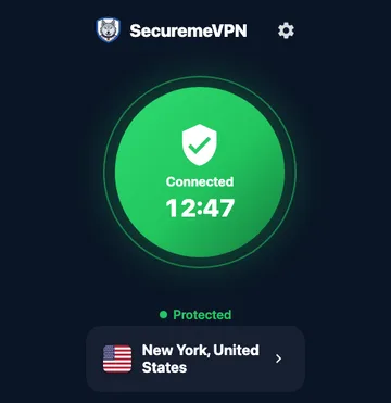 SecuremeVPN desktop app, ready to connect